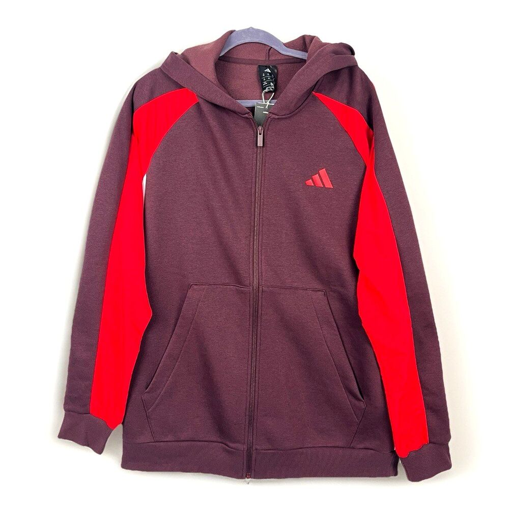 Adidas Track Jacket Hoodie Sweatshirt Men’s SZ XLT Burgundy Red  Zip Activewear